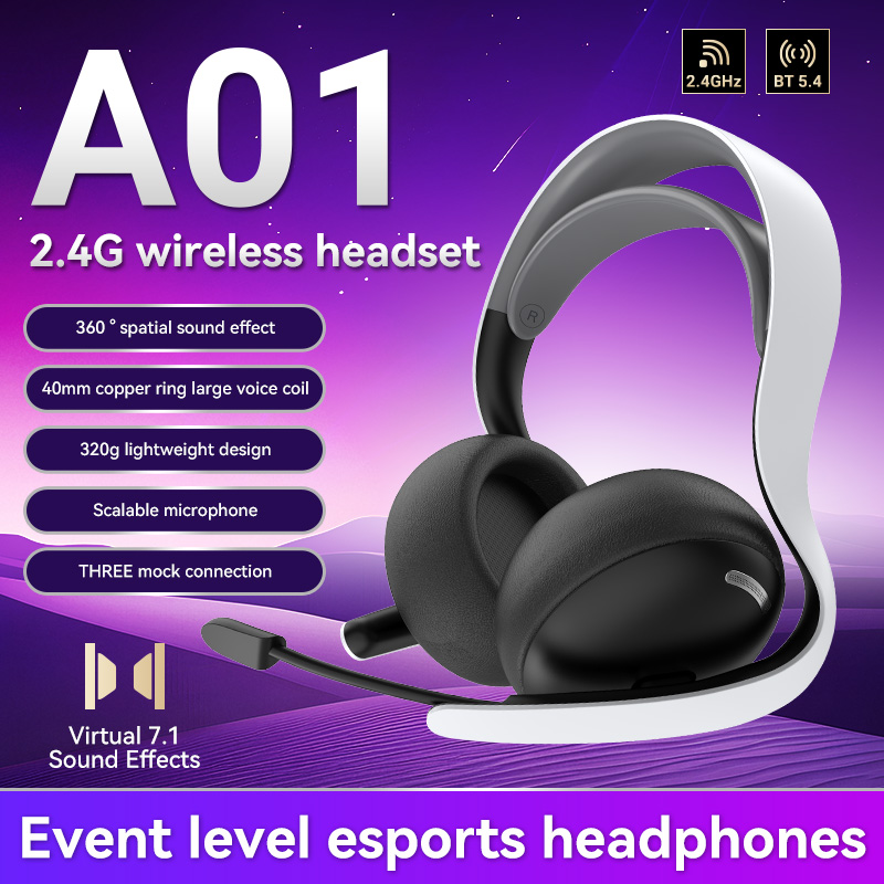 Esports Gaming Mobile - 2.4G Wireless/Wired/BT A01 Gaming Headset for