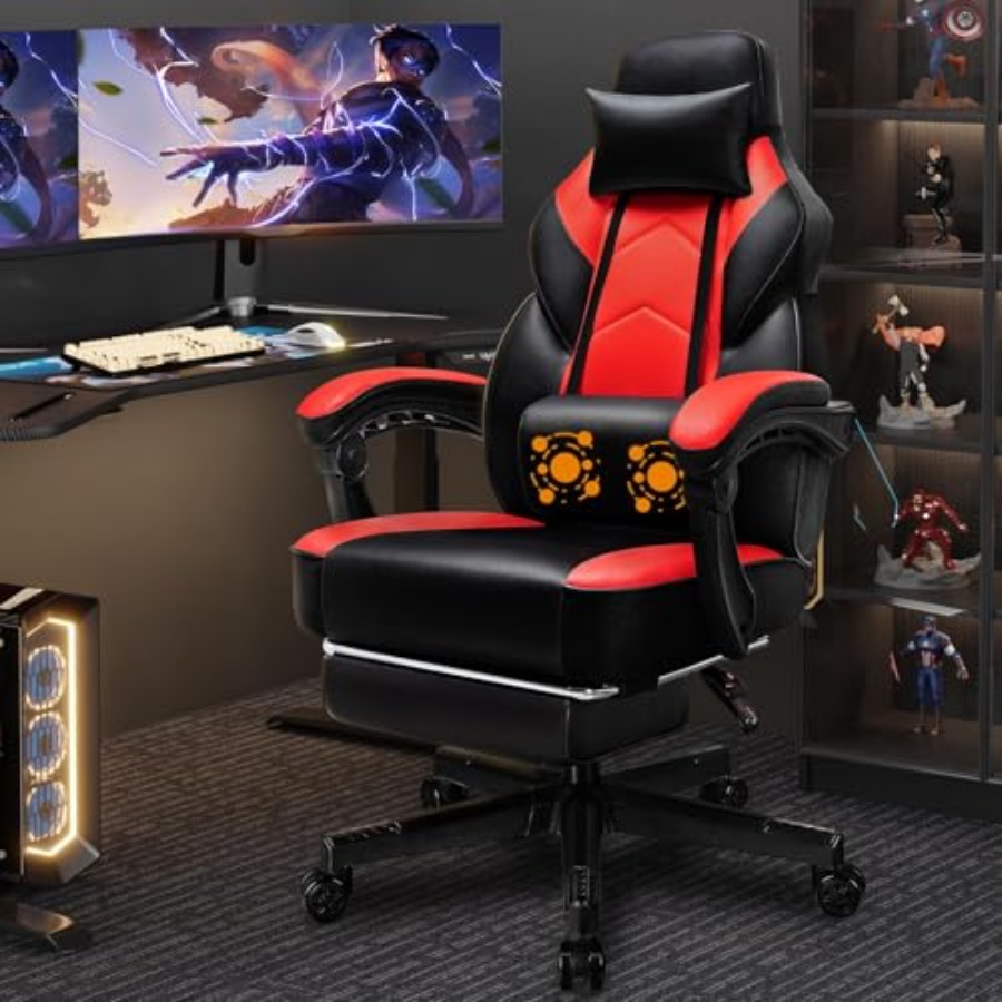 Gaming & Esports District - Gaming Chair with Footrest, Massage Lumbar