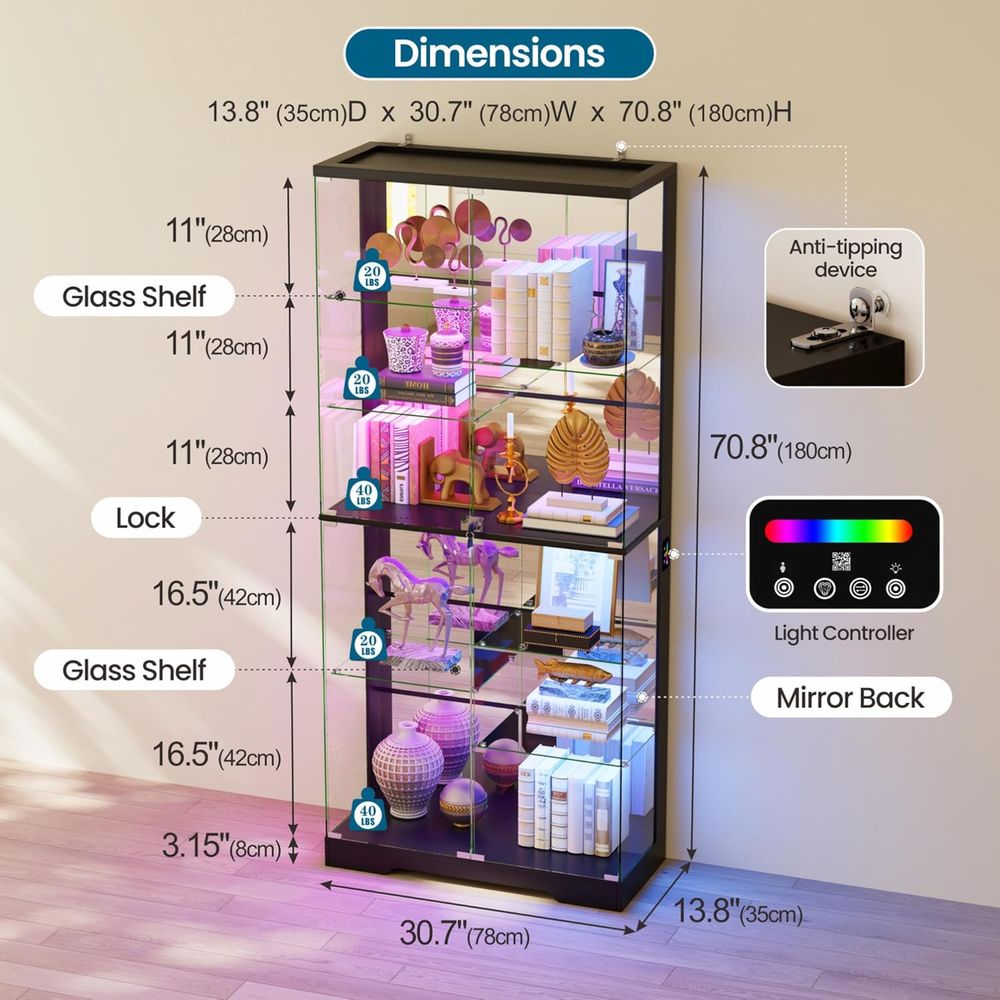 10-Tier Glass Display Cabinet  - Gaming & Esports District recension och pris