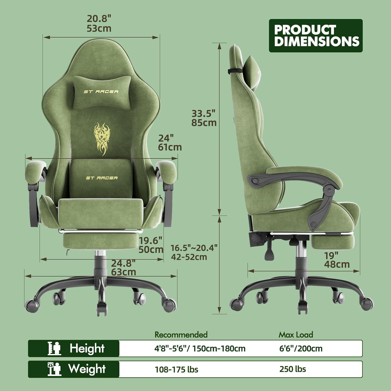 Velvet Fabric Gaming Chair, Hi - Gaming & Esports District recension och pris