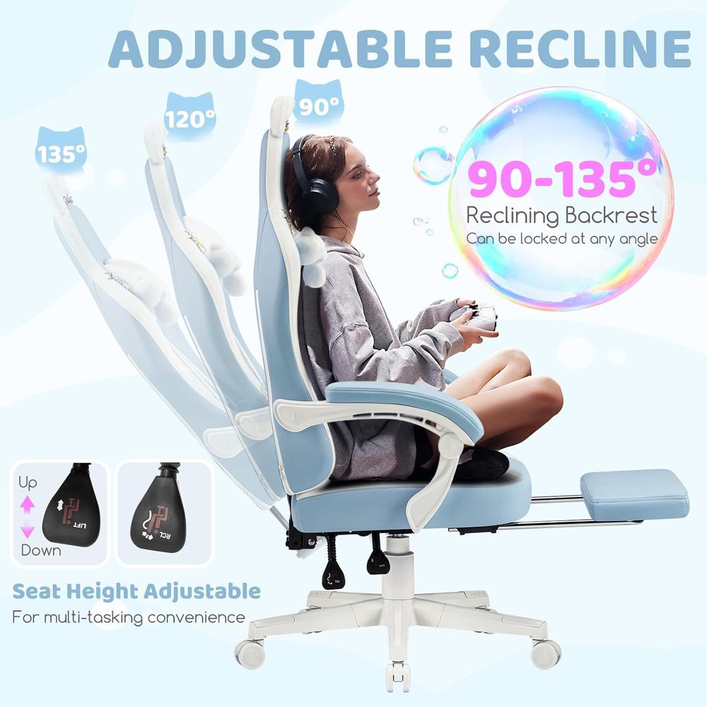 Ergonomic Blue/White Gaming Ch - Gaming & Esports District recension och pris